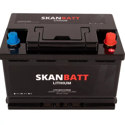 SKANBATT Lithium Batteri 12V 104AH 100A BMS (279x175x190mm) - Small