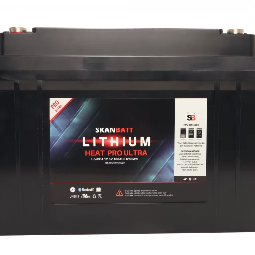 SKANBATT Lithium HEAT PRO 'Ultra' 12V 100AH - CAN Bus - 300A (<3s) - 8 års garanti