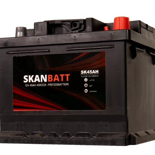 SKANBATT Fritidsbatteri 12V 45AH 400CCA (207x175x175/175mm) +høyre