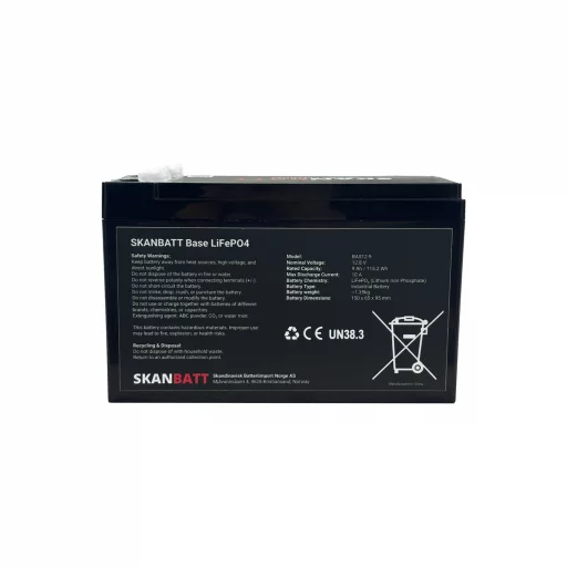 SKANBATT Base Lithium - 12V 9Ah 10A BMS - 150x65x95mm - 3 Års garanti