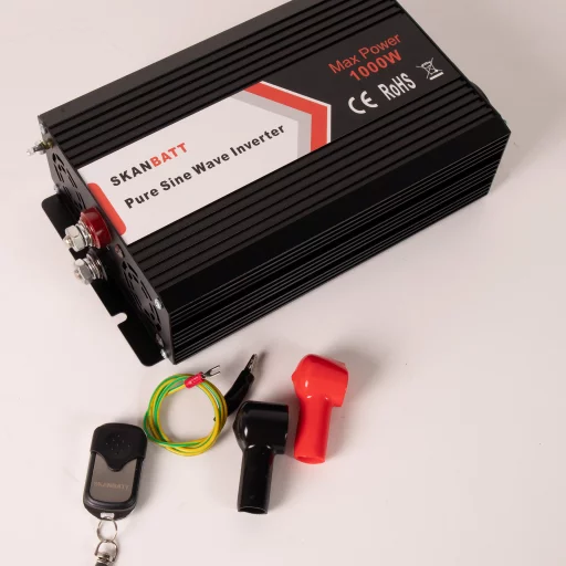 SKANBATT Inverter 24V 1000W (2000W) Ren Sinus m/Trådløs Fjernkontroll