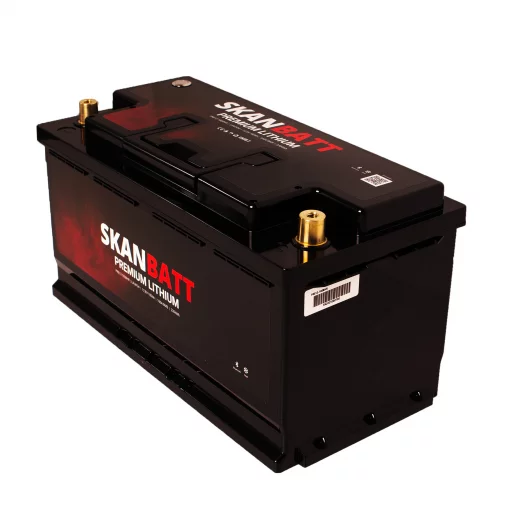 SKANBATT Premium Lithium - 12V 180Ah 160A BMS - 354x176x187mm - Bluetooth - Heat - 8 Års garanti