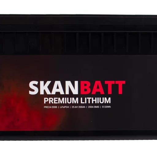 SKANBATT Premium Lithium - 24V 200Ah 200A BMS - 522x268x218mm - Bluetooth - 8 Års garanti