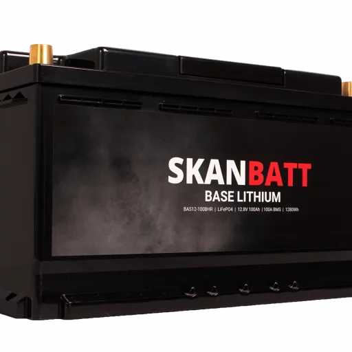 SKANBATT Base Lithium - 12V 100Ah 100A BMS - 355x175x190mm - Bluetooth - Heat - 3 Års garanti - Bobil
