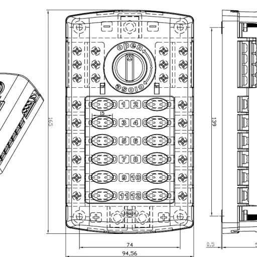 Sikringsholder for 12 Bladsikringer med negativ krets - Standard (39 0078)