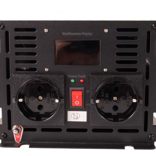 SKANBATT Inverter 12V 2000W Ren Sinus med Nettprioritering og Trådløs Fjernkontroll 420x165x120mm