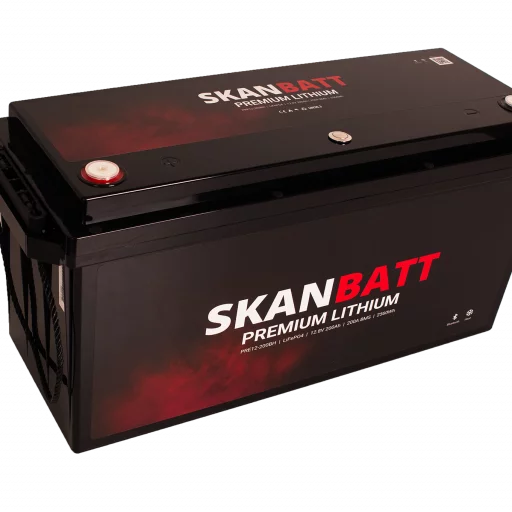 SKANBATT Premium Lithium - 12V 200Ah 200A BMS - 502x187x242mm - Bluetooth - Heat - 8 Års garanti