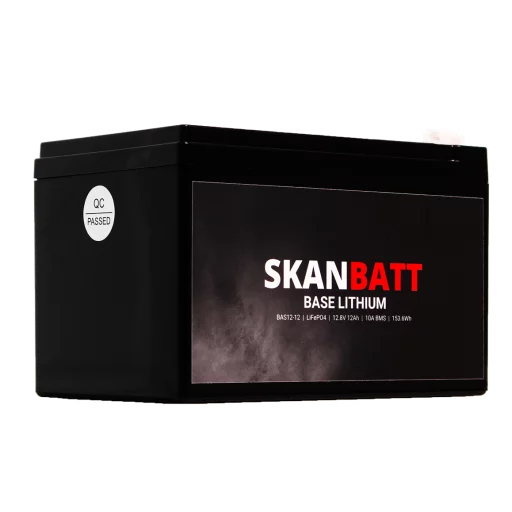 SKANBATT Base Lithium - 12V 12Ah 10A BMS - 151x98x95mm - 3 Års garanti