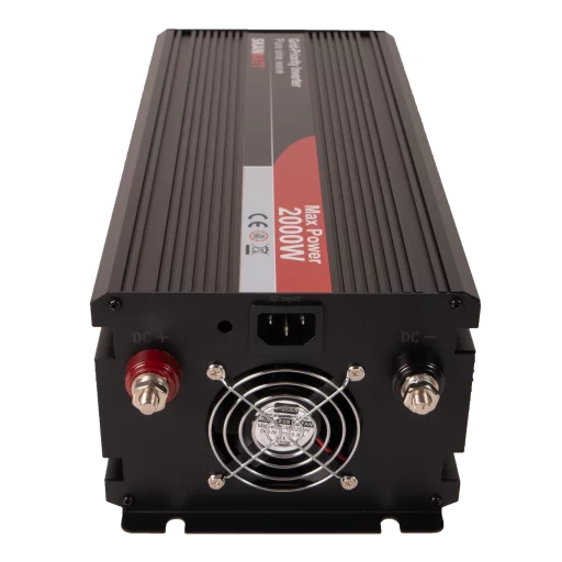 SKANBATT Inverter 12V 2000W Ren Sinus med Nettprioritering og Trådløs Fjernkontroll 420x165x120mm