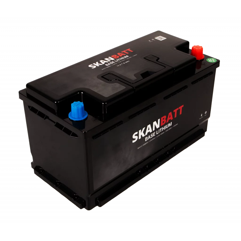 SKANBATT Base Lithium - 12V 100Ah 100A BMS - 355x175x190mm - Bluetooth - Heat - 3 Års garanti - Bobil