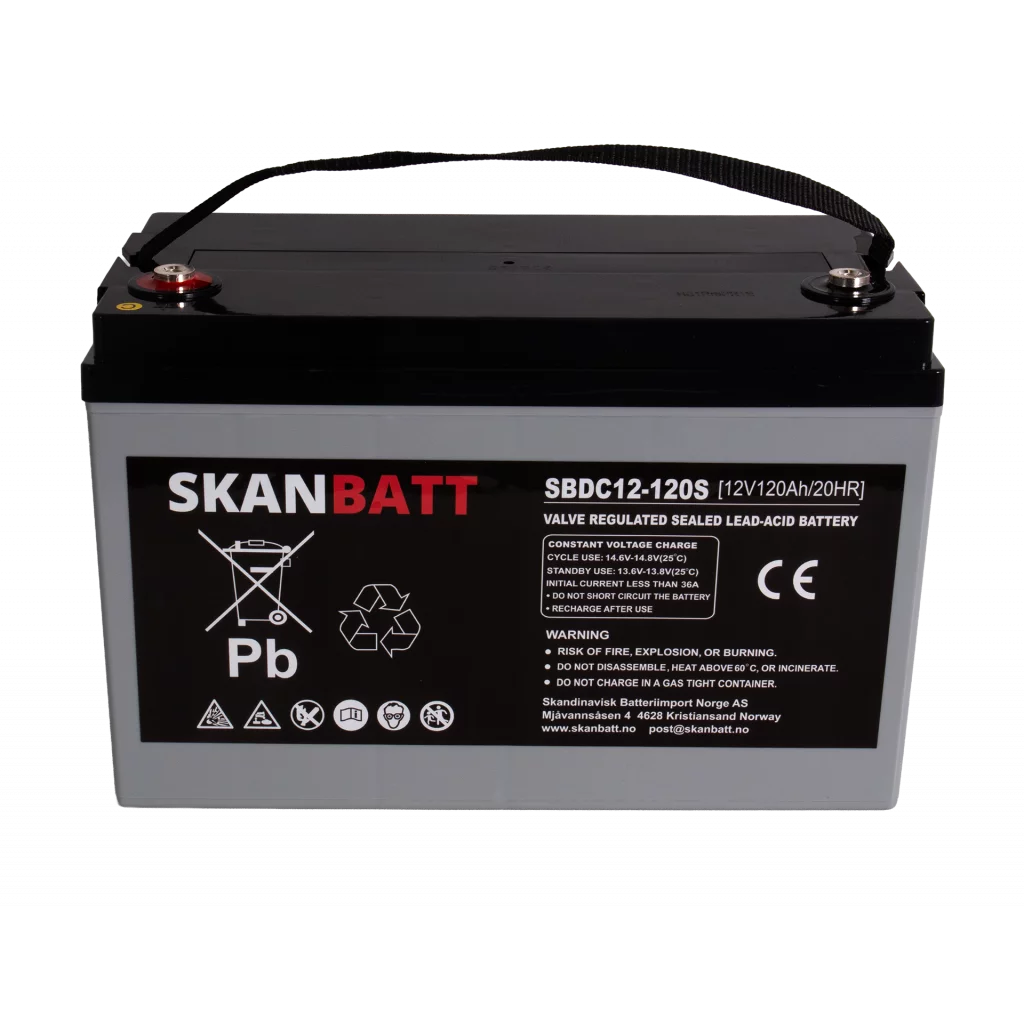 SKANBATT AGM Deep Cycle Batteri 12V 120AH C10 (328x172x222mm) +venstre