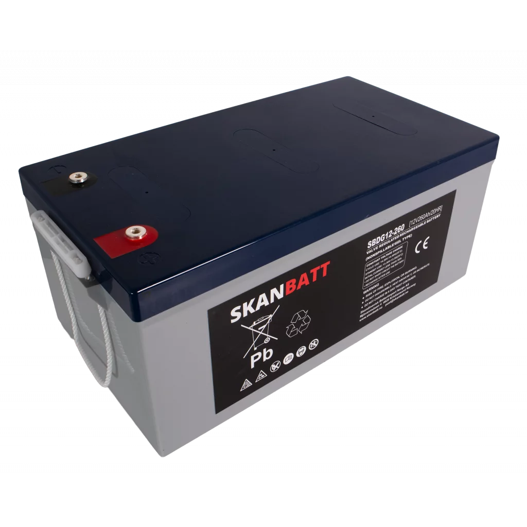 SKANBATT GEL Deep Cycle Batteri 12V 260AH (520x268x220mm) +høyre