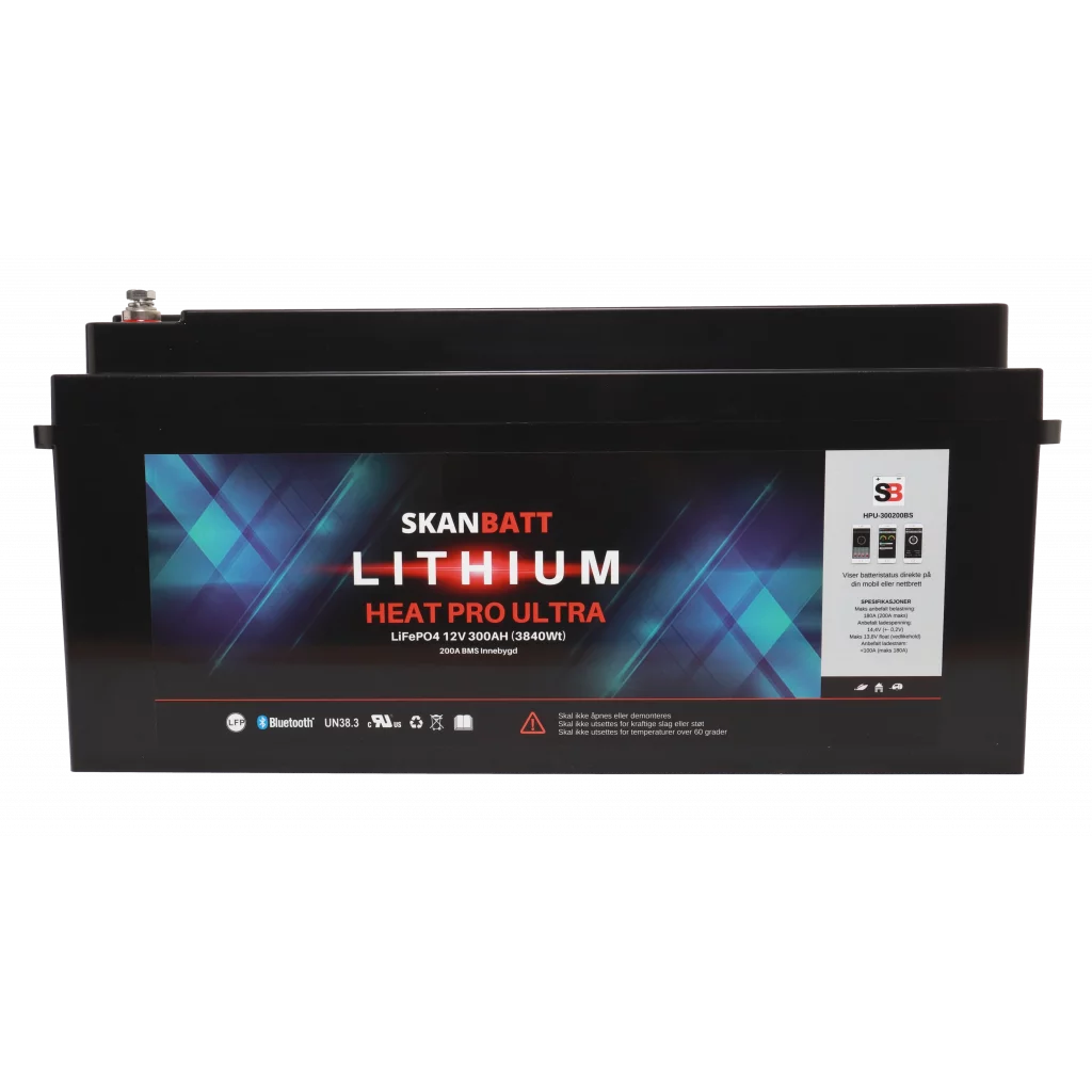 SKANBATT Lithium HEAT PRO Ultra 12V 300AH - CAN Bus - 400A (<3s) - 8 års garanti