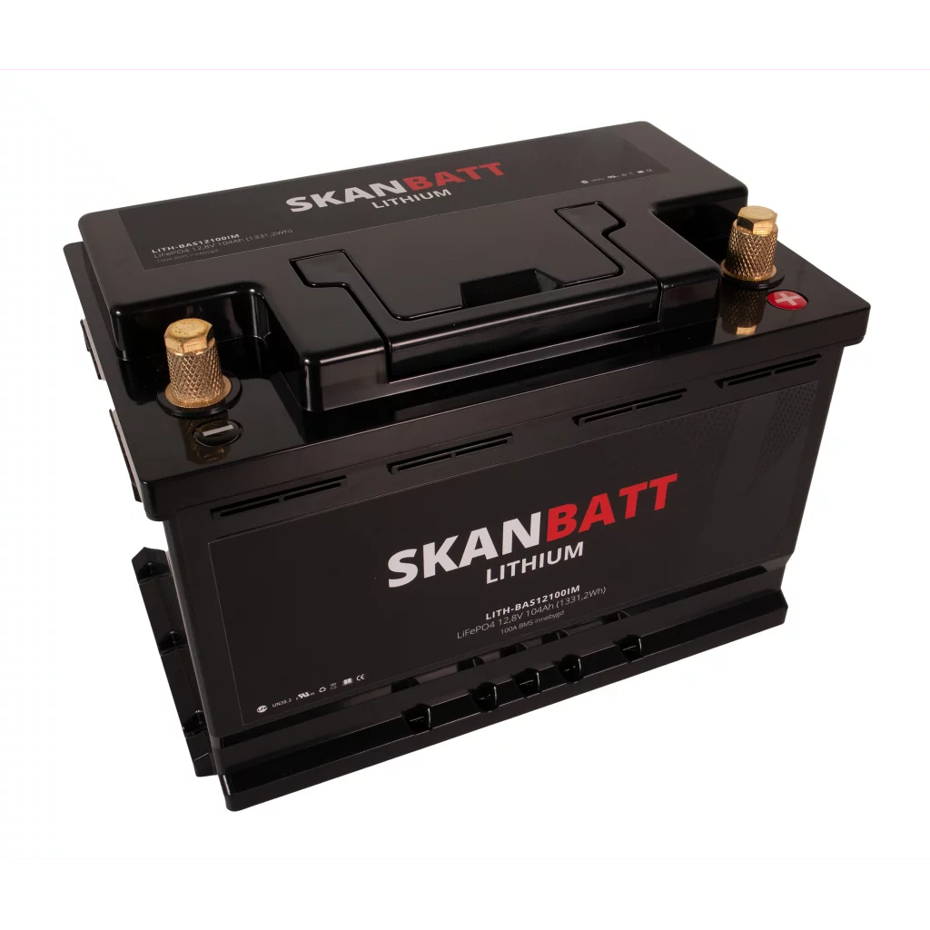 SKANBATT Lithium Batteri 12V 104AH 100A BMS (279x175x190mm) - Small