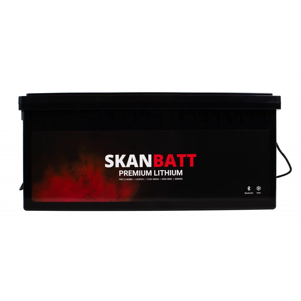 SKANBATT Premium Lithium - 12V 460Ah 200A BMS - 522x218x268mm - Bluetooth - Heat - 8 Års garanti