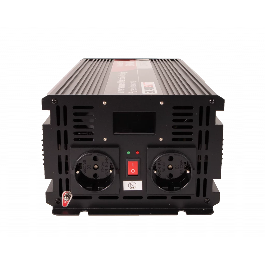 SKANBATT Inverter 12V 3000W Ren Sinus med Nettprioritering, Trådløs Fjernkontroll