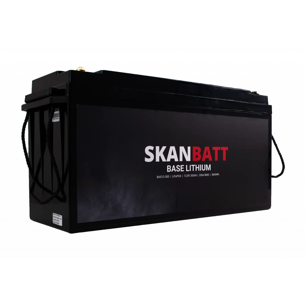 SKANBATT Base Lithium - 12V 300Ah 200A BMS - 483x170x240mm - 3 Års garanti