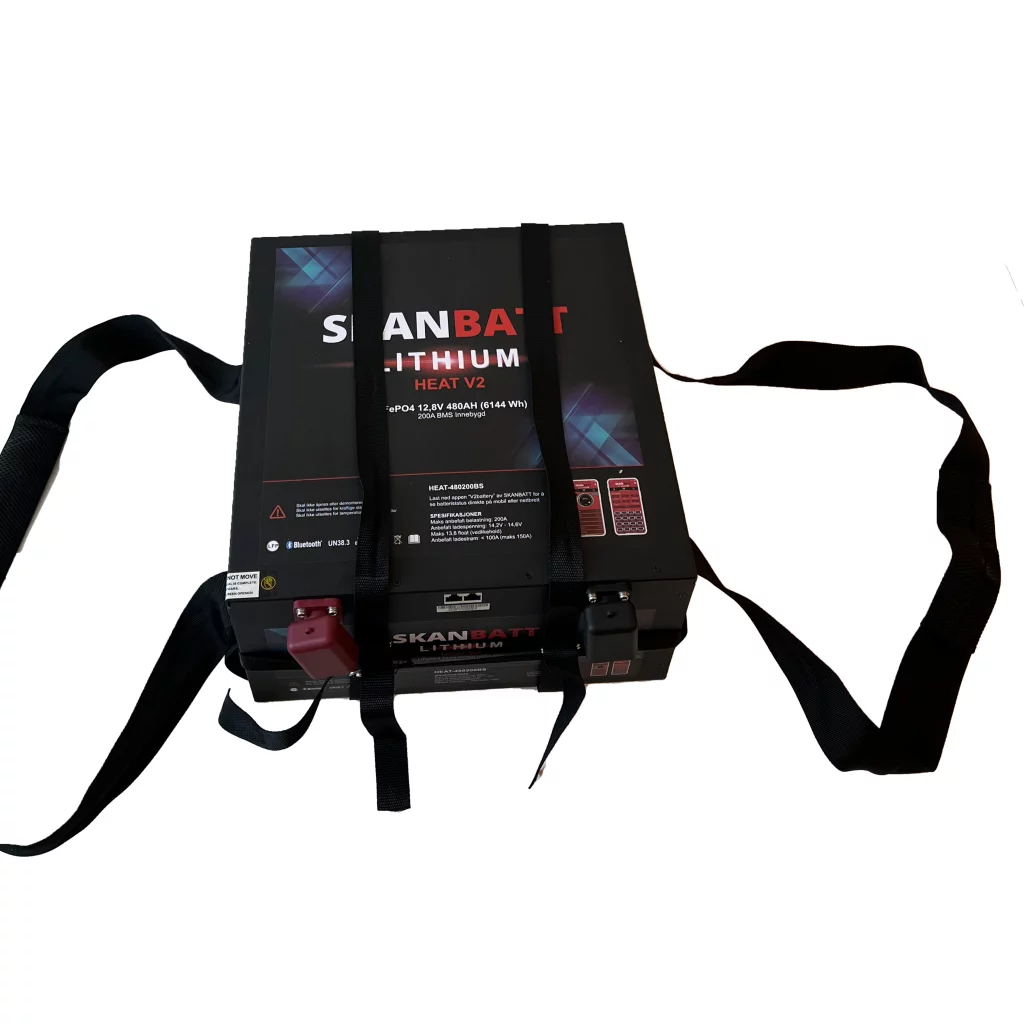 SKANBATT V2 Bobil "Under setet" modell 12V 480Ah - 150A BMS - HEAT - Bluetooth (VEIL Kr. 39995.-)