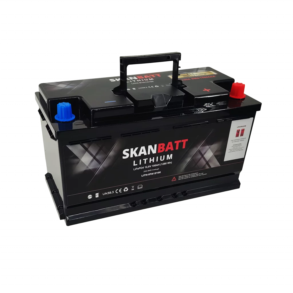 SKANBATT Lithium Start- og forbruksbatteri 12V 100Ah 1500CA - Bluetooth