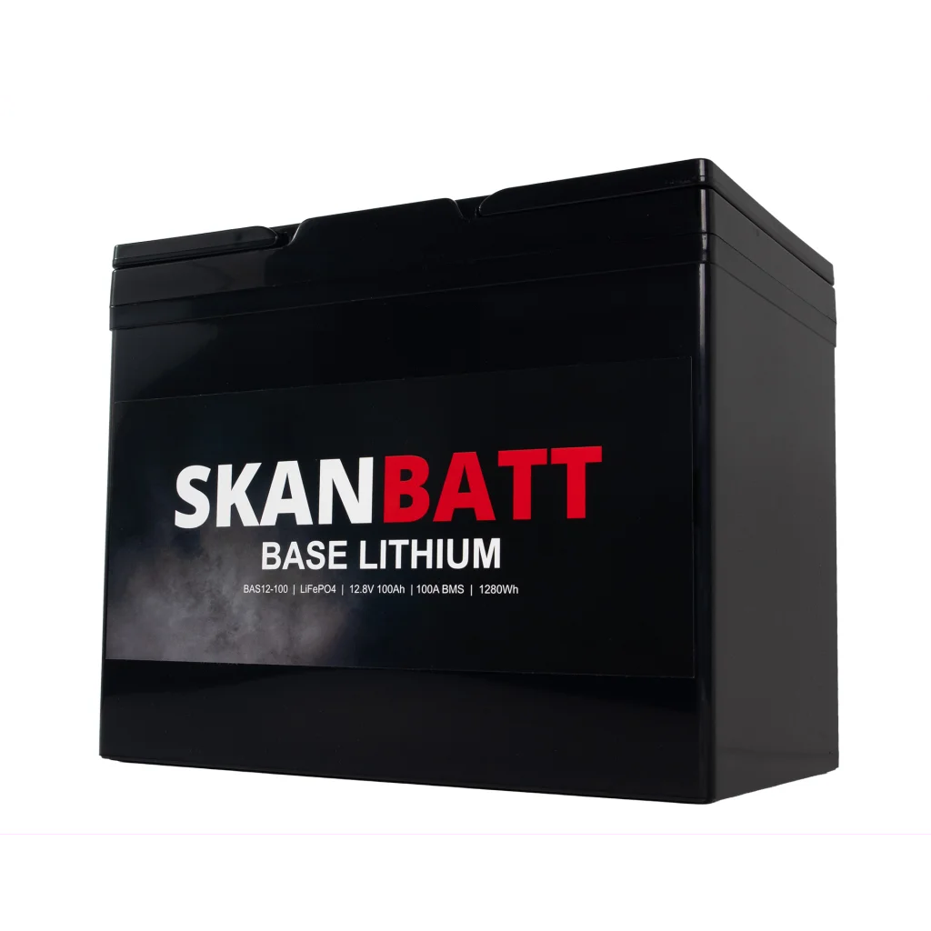SKANBATT Base Lithium Small - 12V 100Ah 100A BMS - 260x169x211mm - 3 Års garanti