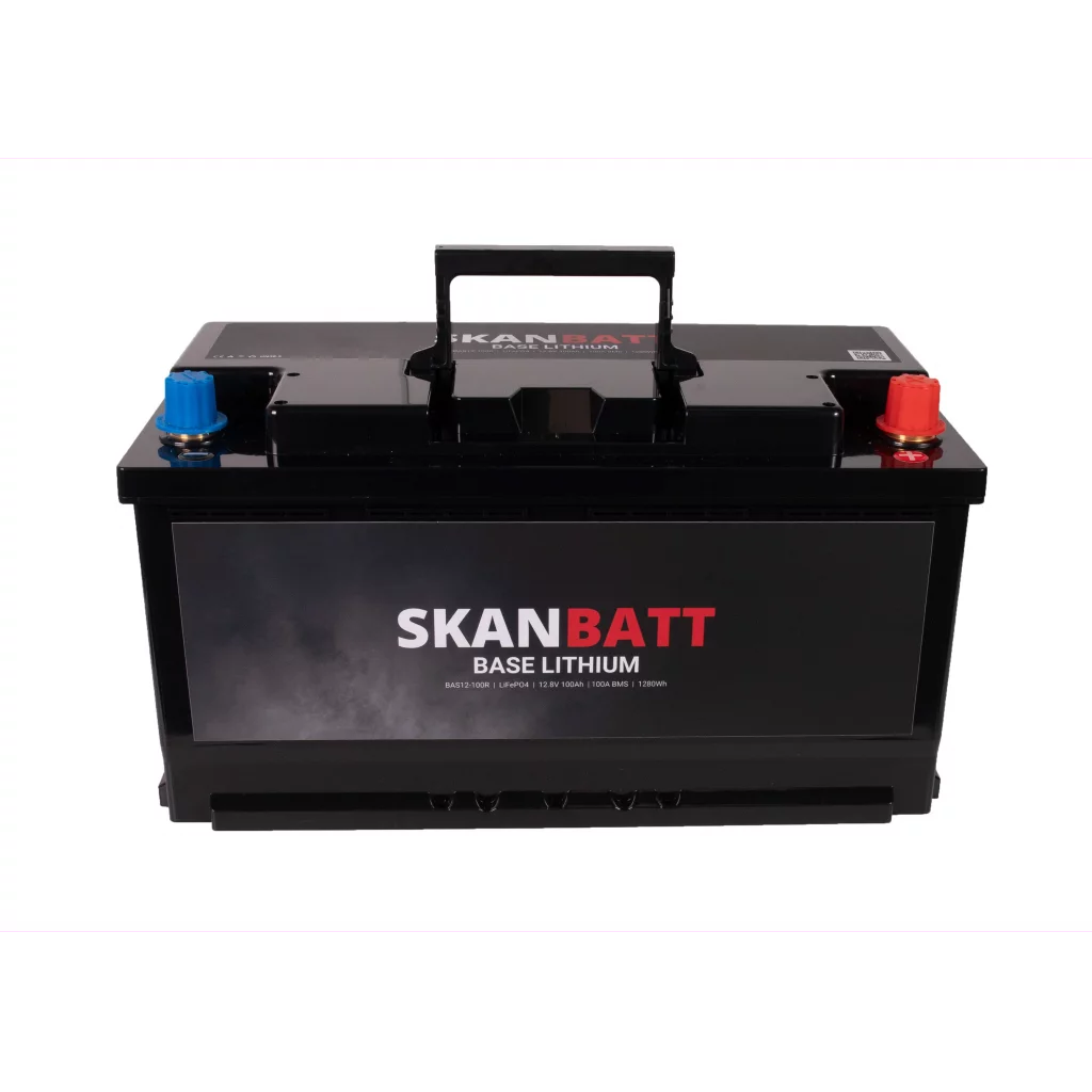 SKANBATT Base Lithium - 12V 100Ah 100A BMS - 352x174x190mm - 3 Års garanti - Bobil
