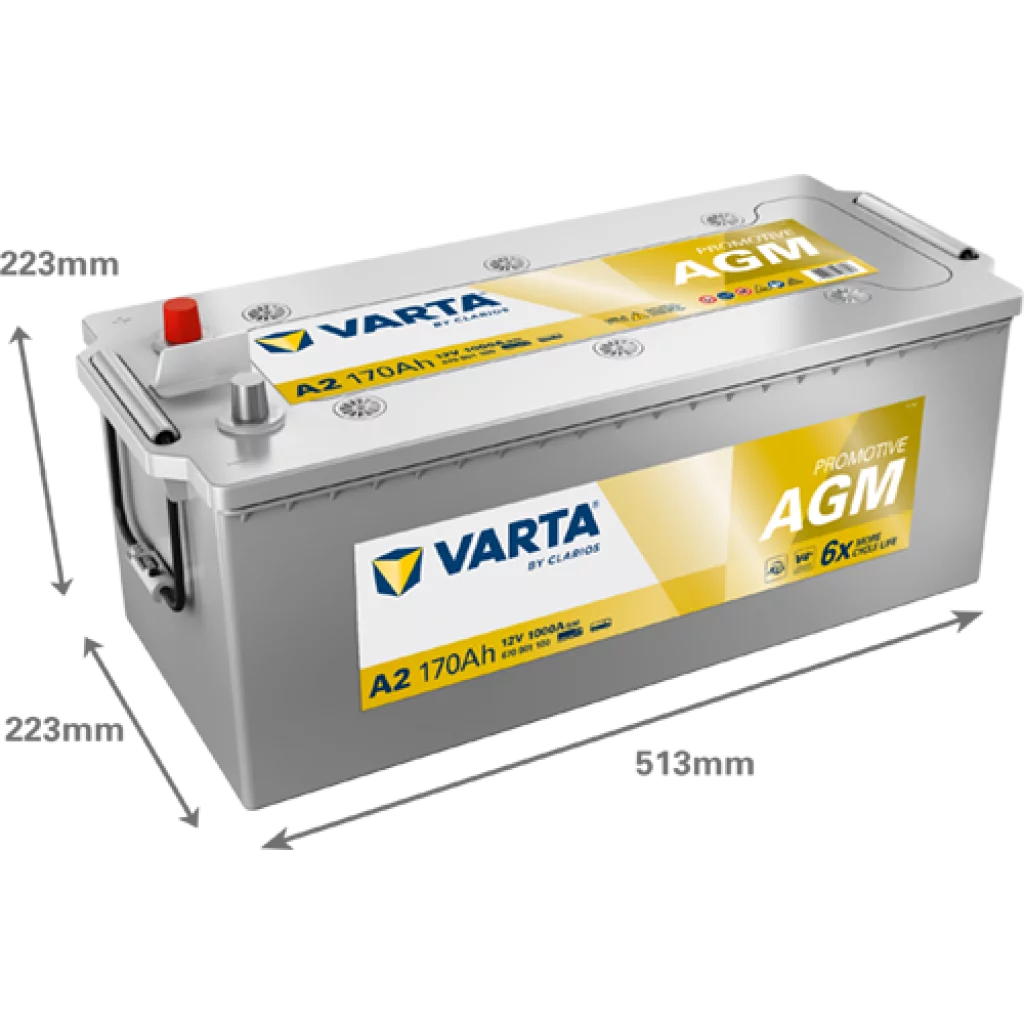 VARTA Promotive AGM Batteri 12V 170AH 1000CCA EN (513x223x223mm) +venstre A2