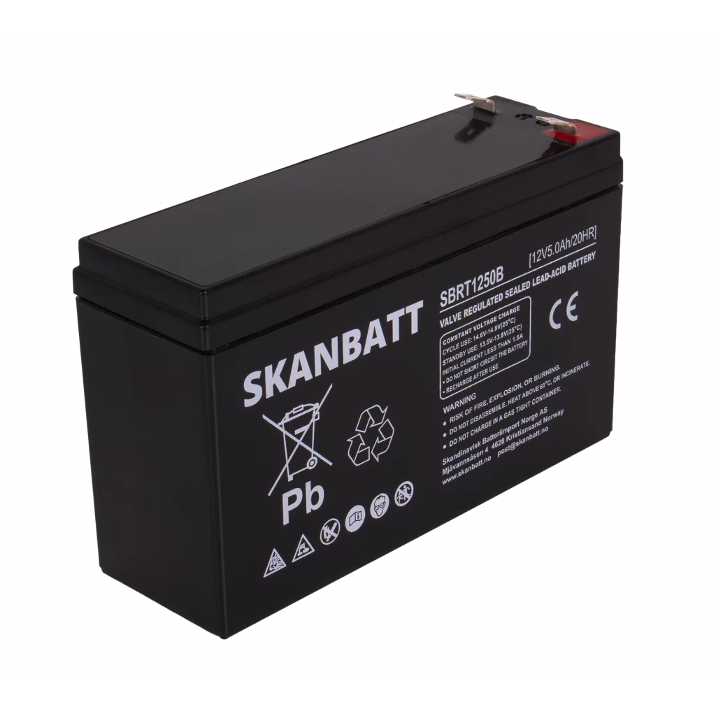 SKANBATT AGM Batteri 12V 5AH (150x50x100mm) F2