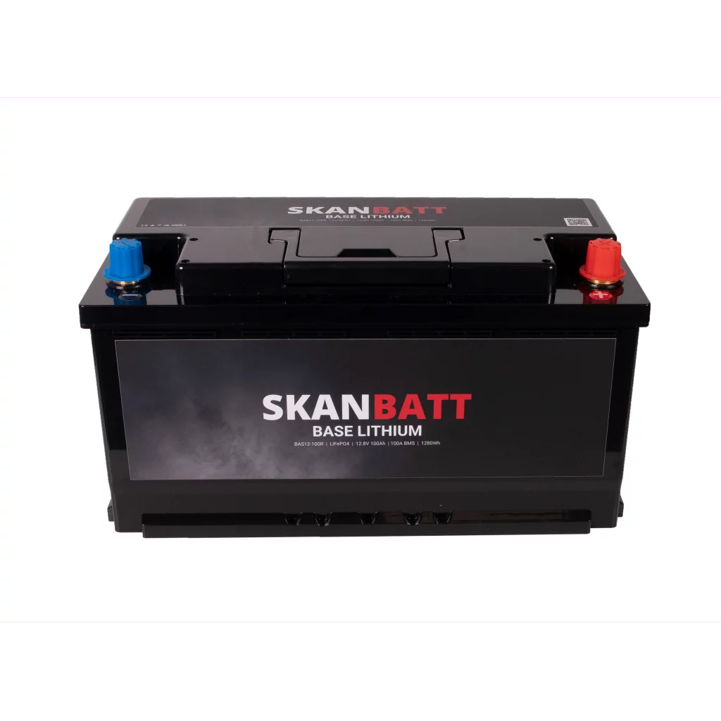 SKANBATT Base Lithium - 12V 100Ah 100A BMS - 352x174x190mm - 3 Års garanti - Bobil