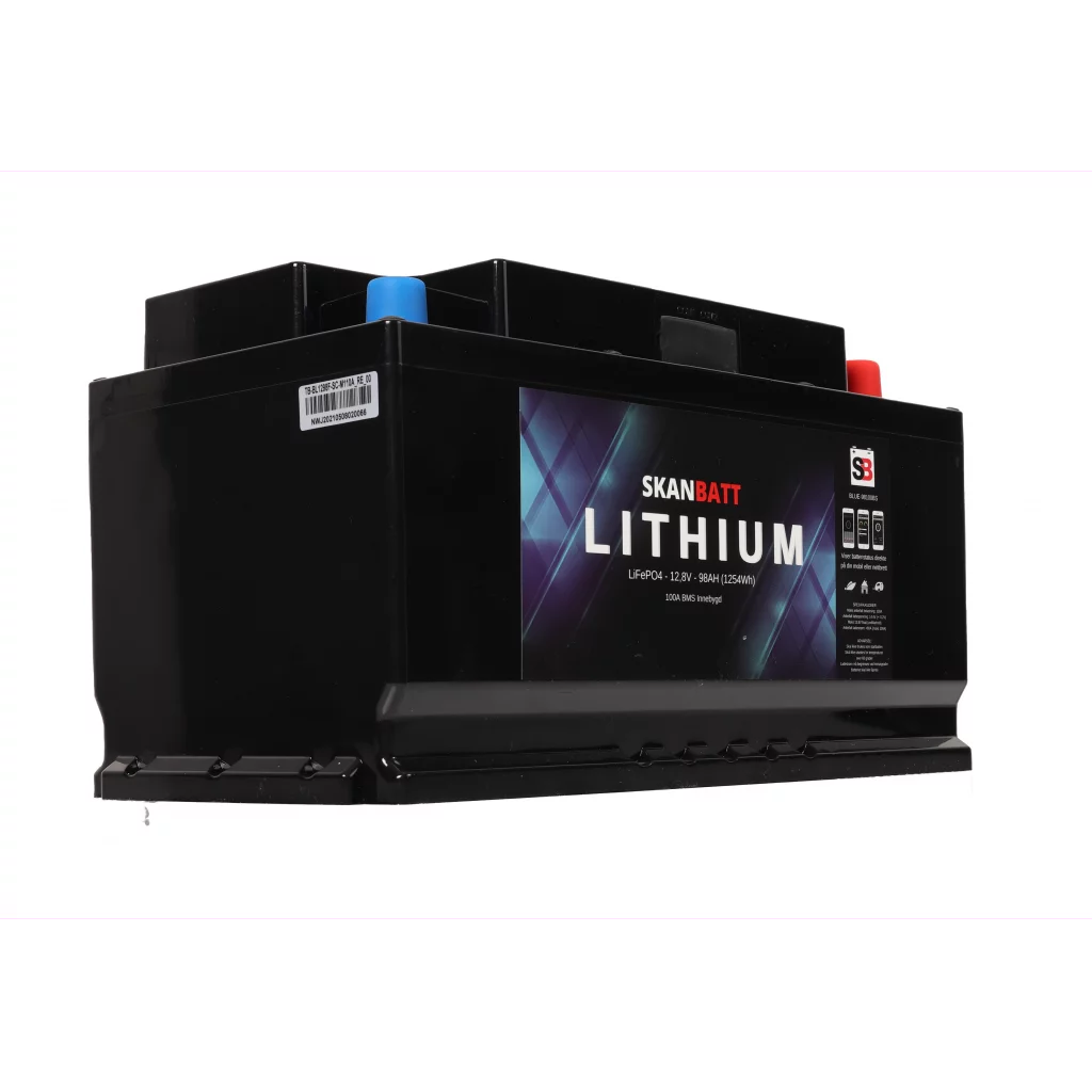 SKANBATT Bluetooth Lithium Batteri 12V 98AH 100A BMS - BOBILBATTERI