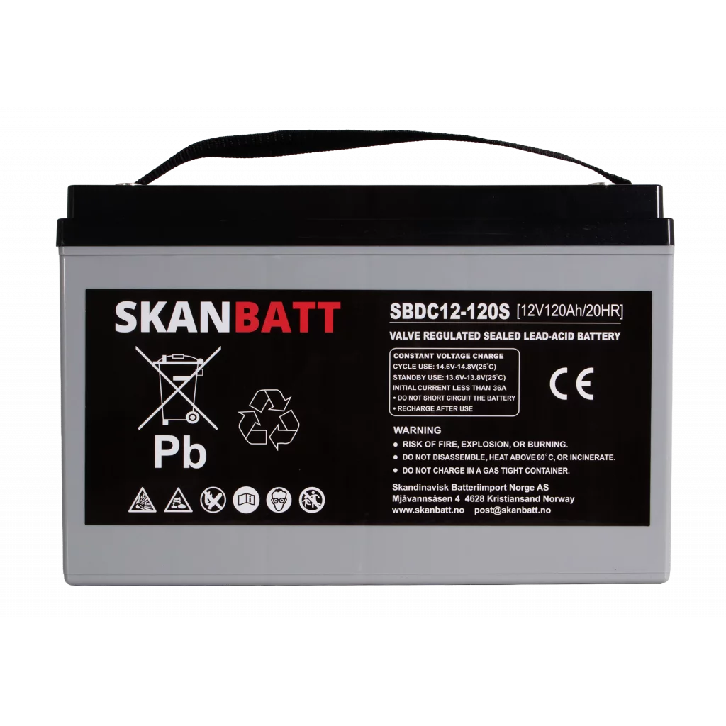 SKANBATT AGM Deep Cycle Batteri 12V 120AH C10 (328x172x222mm) +venstre