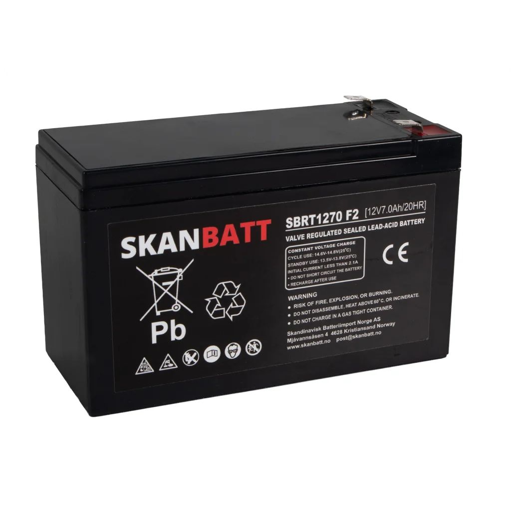 SKANBATT AGM Batteri 12V 7AH (151x65x94mm) F2