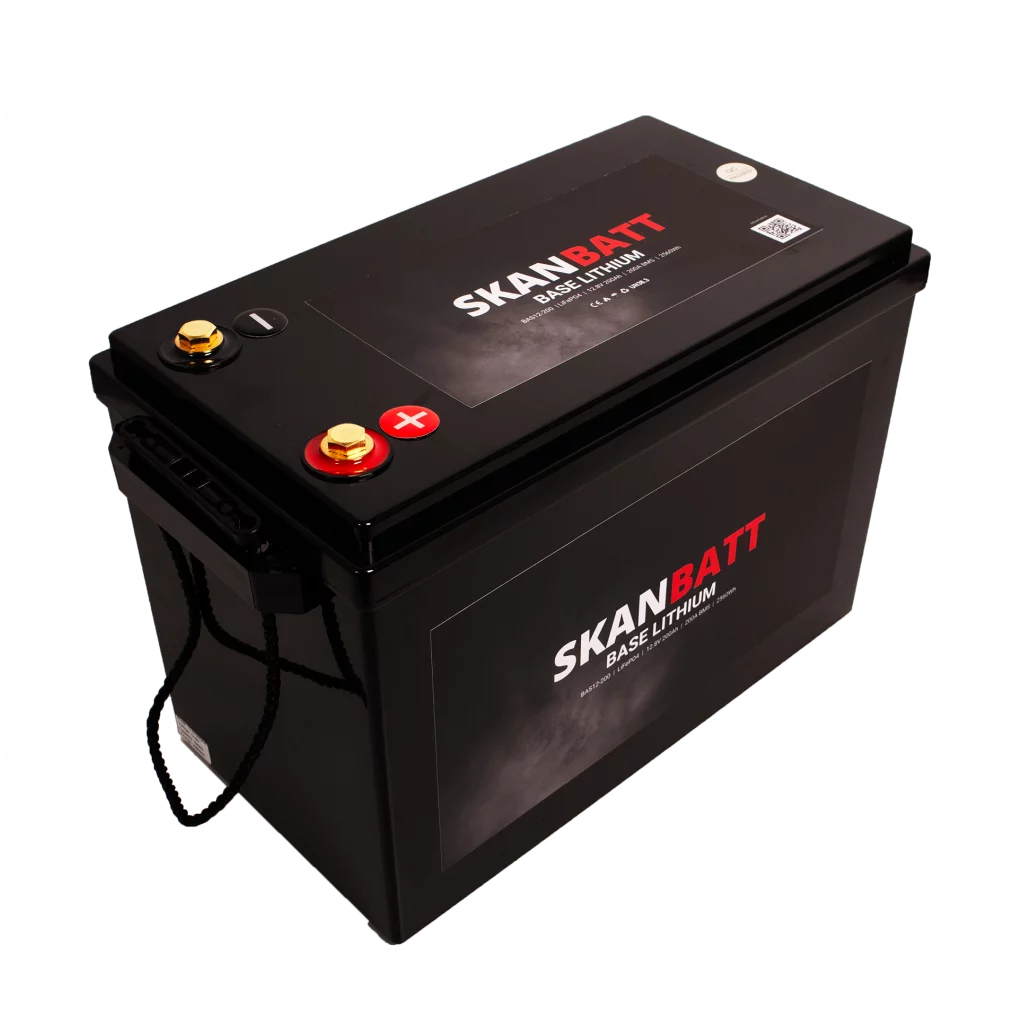 SKANBATT Base Lithium - 12V 200Ah 200A BMS - 345x190x245mm - 3 Års garanti