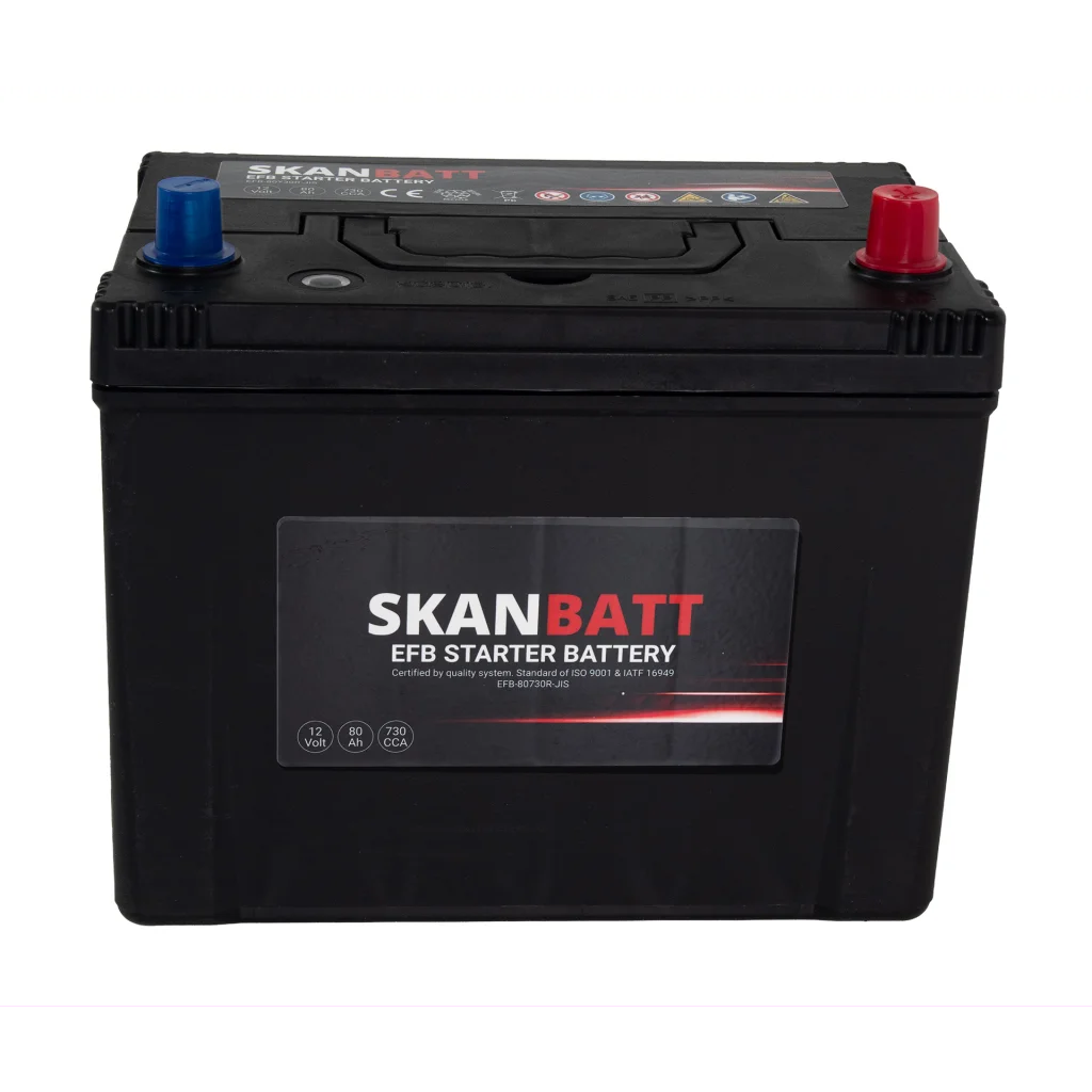 SKANBATT EFB Startbatteri 12V 80AH 730CCA (260x174x225mm) +R