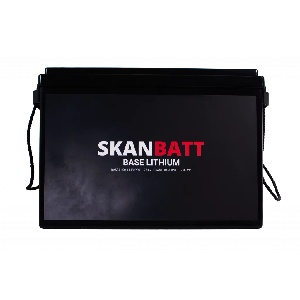 SKANBATT Base Lithium - 24V 100Ah 100A BMS - 345x190x245mm - 3 Års garanti
