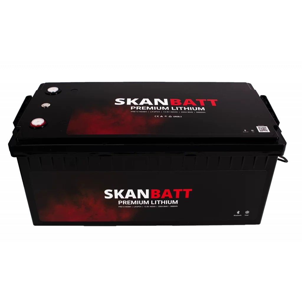 SKANBATT Premium Lithium - 12V 460Ah 200A BMS - 522x218x268mm - Bluetooth - Heat - 8 Års garanti
