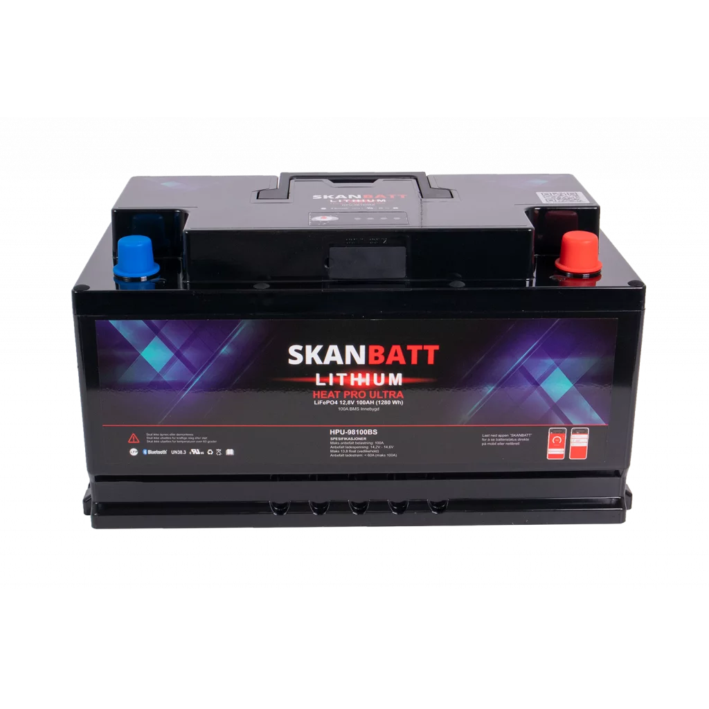 SKANBATT Lithium HEAT PRO 'Ultra' 12V 100AH - CAN Bus - 300A (<3s) - 8 års garanti - BOBILBATTERIET