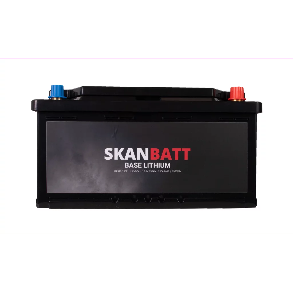 SKANBATT Base Lithium - 12V 150Ah 150A BMS - 355x180x190mm - 3 Års garanti - Bobil