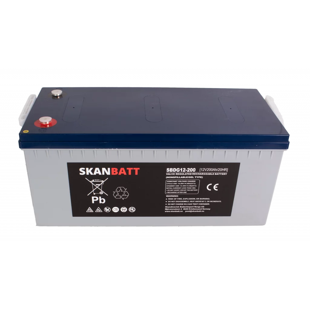 SKANBATT GEL Deep Cycle Batteri 12V 200AH (522x240x223mm) +høyre