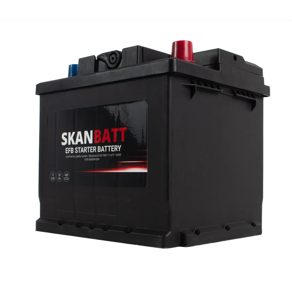 SKANBATT EFB Startbatteri 12V 50AH 480CCA (207x175x190mm) +R