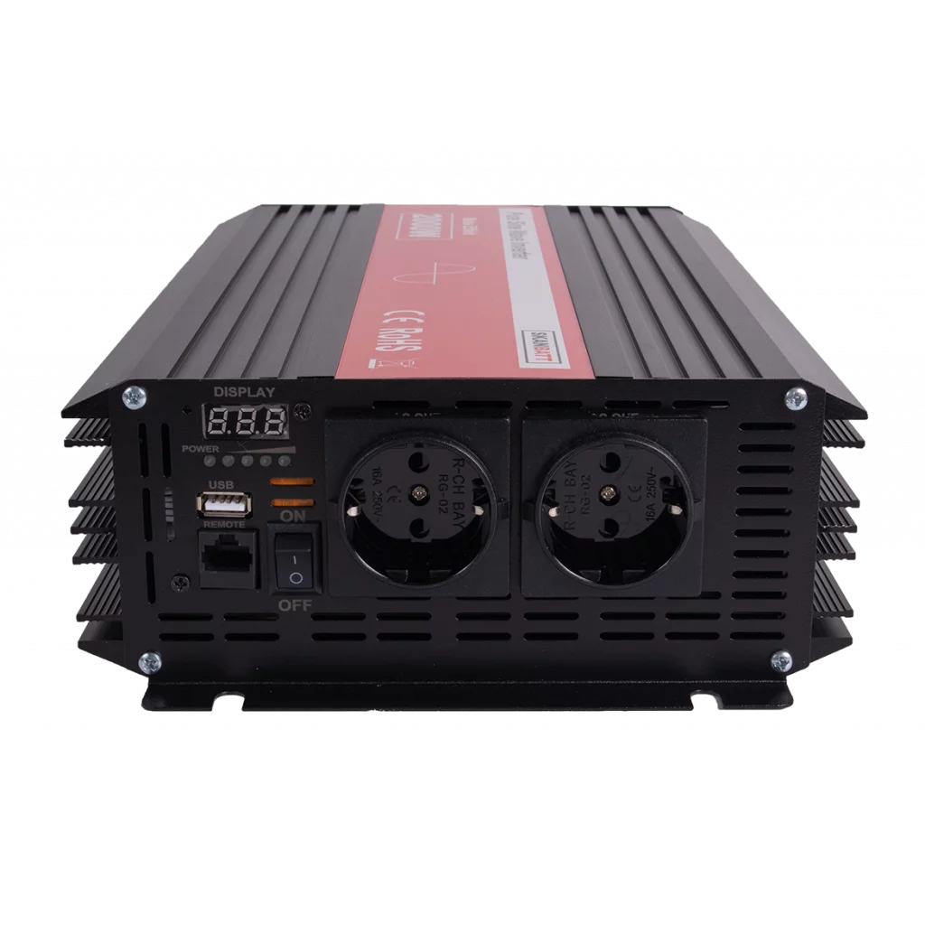 SKANBATT Inverter 12V 2000W Ren Sinus m/Kablet Fjernkontroll