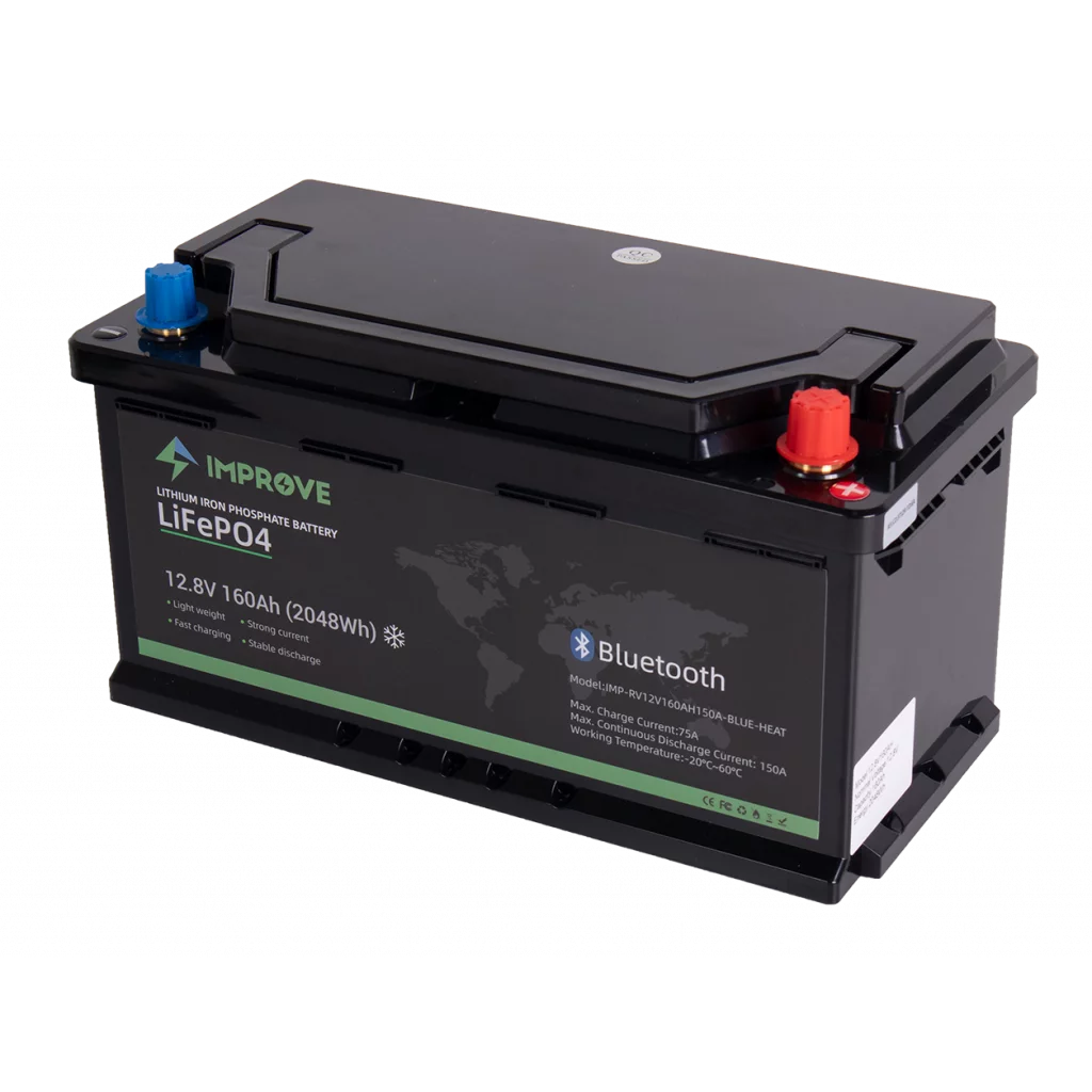 IMPROVE Lithium Batteri 12V 160Ah (LiFePO4) BMS 150A - BOBIL - HEAT - Bluetooth