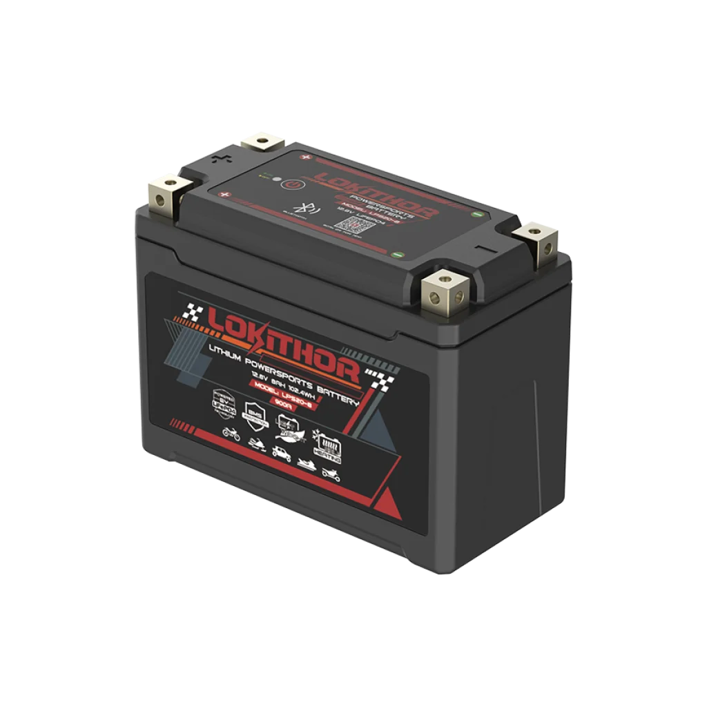LOKITHOR Lithium MC Batteri 12V 8Ah - 175x87x130mm - Bluetooth - Heat