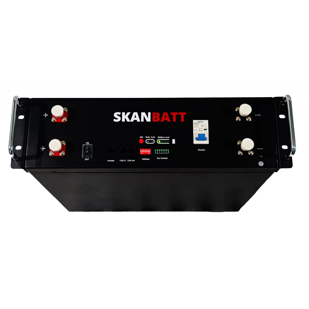 SKANBATT Premium Lithium 3U Rackbatteri 51,2V 100Ah - 5,12kWh - LiFePO4 - HEAT - OTA