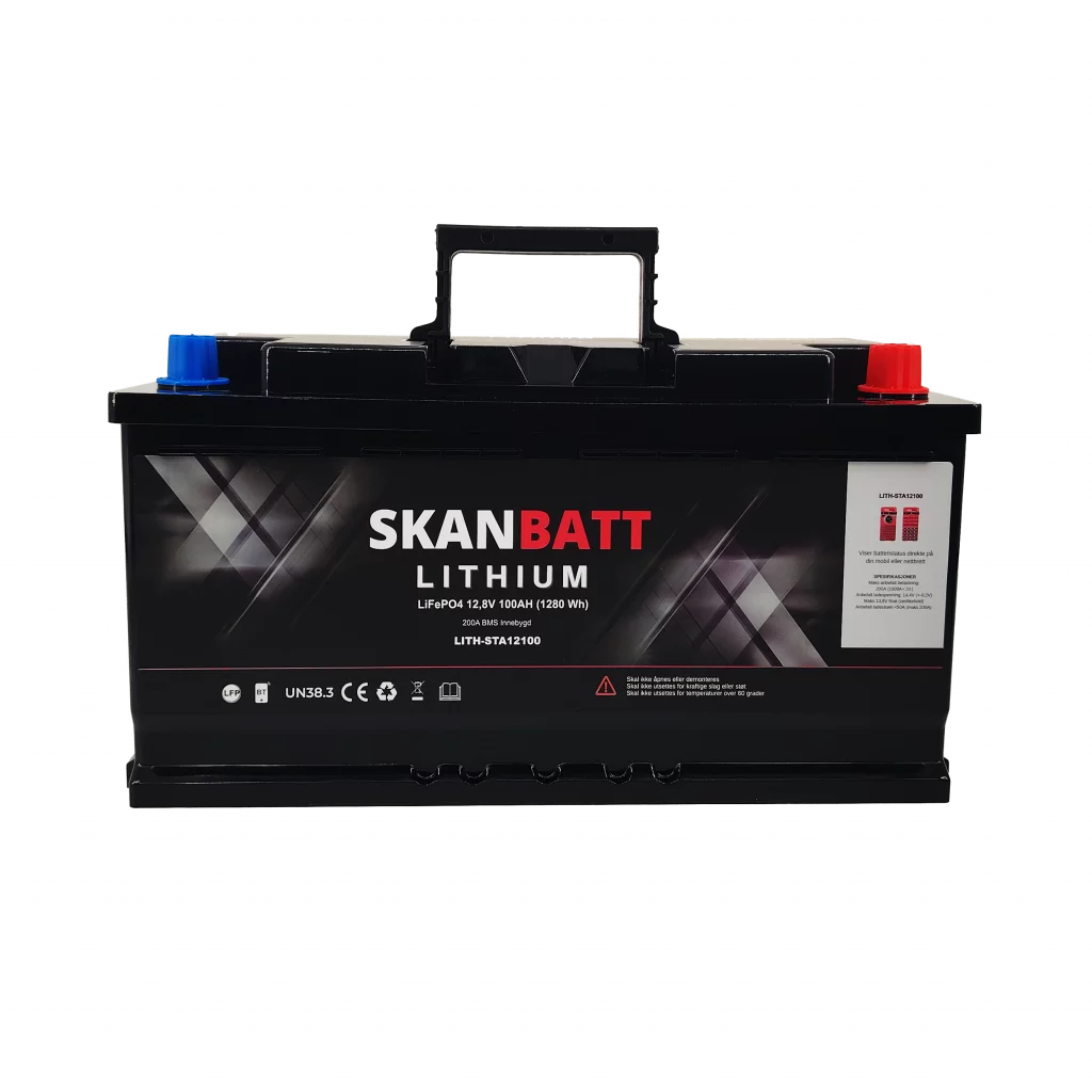 SKANBATT Lithium Start- og forbruksbatteri 12V 100Ah 1500CA - Bluetooth