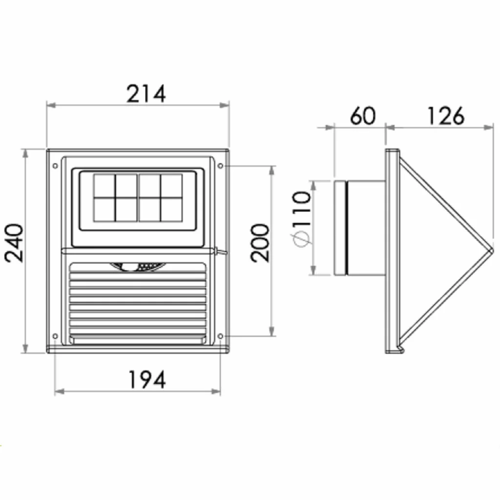 WATTSTUNDE Solventilator Veggmodell Svart