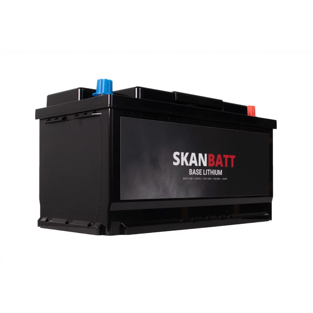 SKANBATT Base Lithium - 12V 100Ah 100A BMS - 352x174x190mm - 3 Års garanti - Bobil