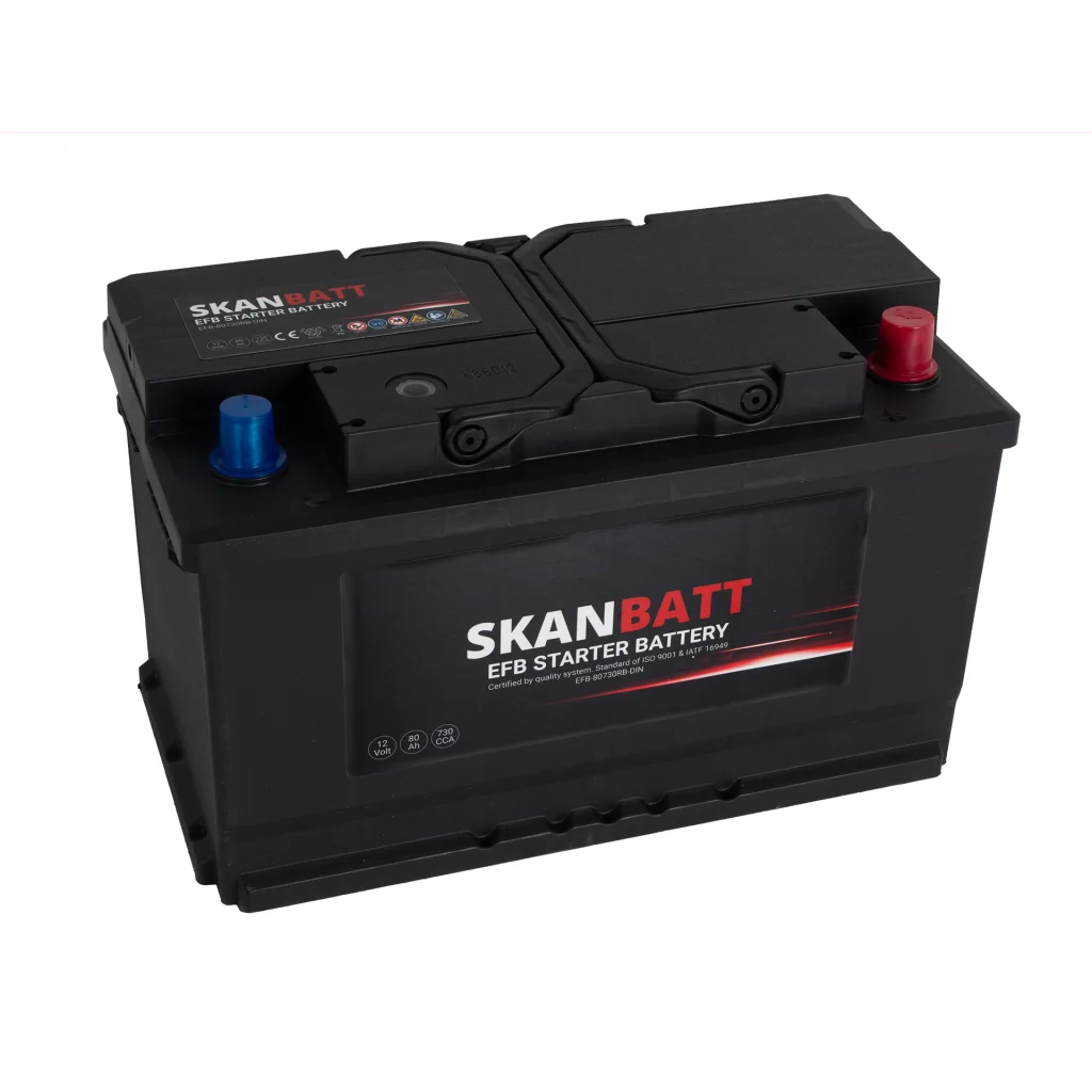 SKANBATT EFB Startbatteri 12V 80Ah 730CCA (315x175x190mm) +R