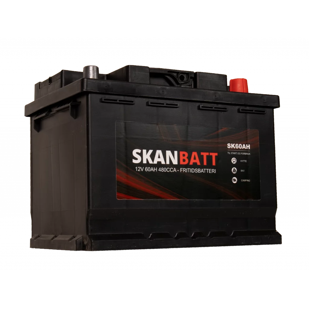 SKANBATT Fritidsbatteri 12V 60AH 480CCA (242x175x190/190mm) +høyre