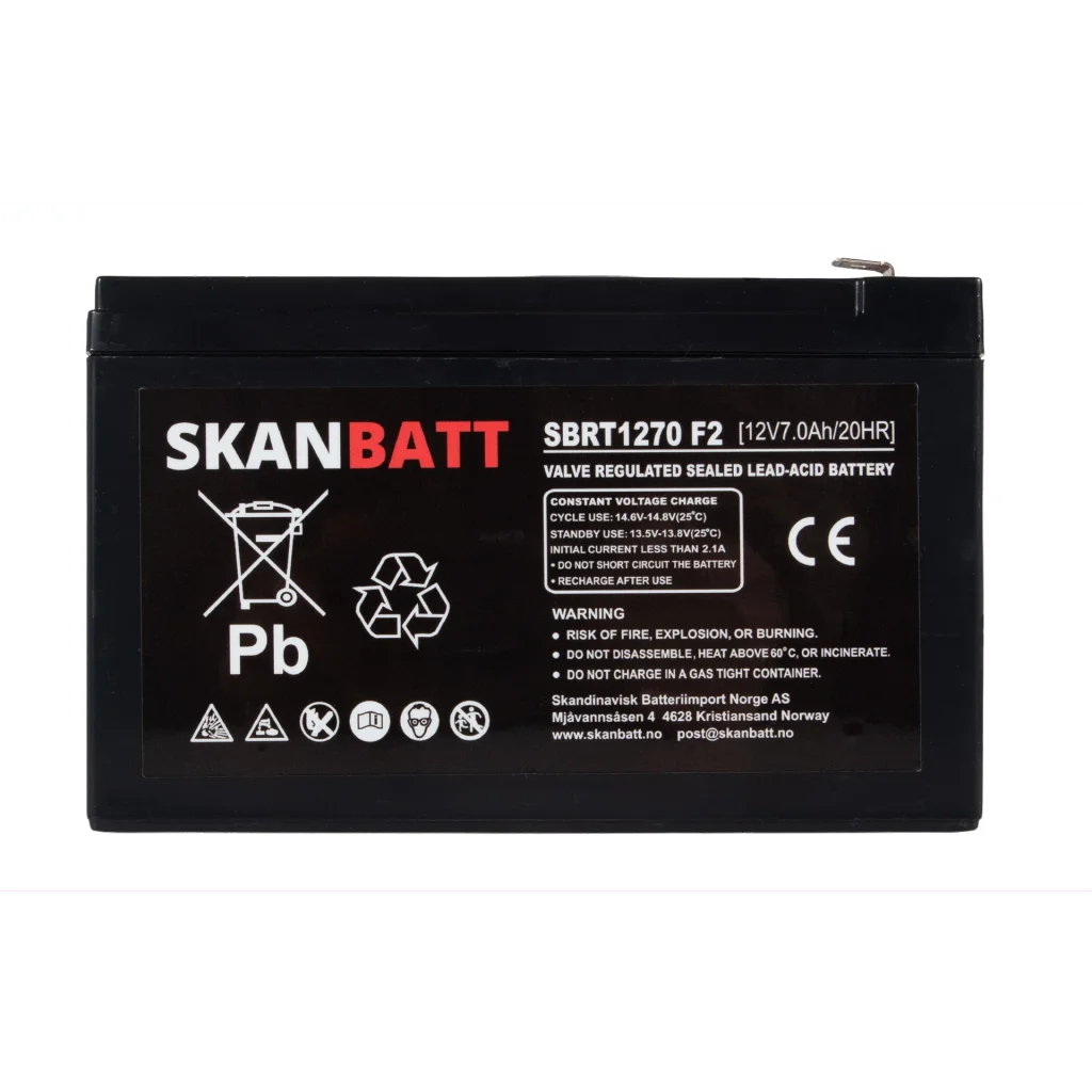 SKANBATT AGM Batteri 12V 7AH (151x65x94mm) F2