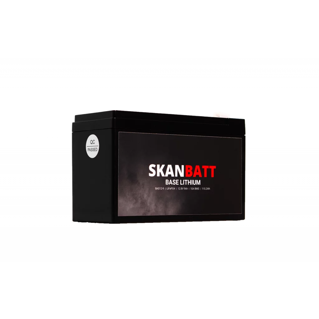 SKANBATT Base Lithium - 12V 9Ah 10A BMS - 150x65x95mm - 3 Års garanti